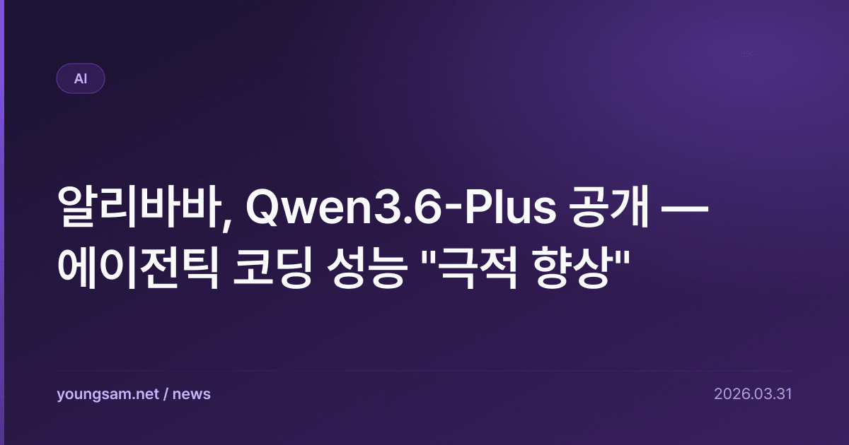 알리바바, Qwen3.6-Plus 공개 — 에이전틱 코딩 성능 "극적 향상"