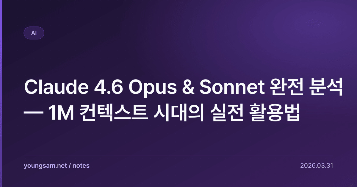 Claude 4.6 Opus & Sonnet 완전 분석 — 1M 컨텍스트 시대의 실전 활용법