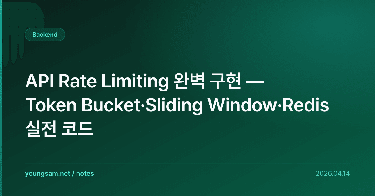 API Rate Limiting 완벽 구현 — Token Bucket·Sliding Window·Redis 실전 코드