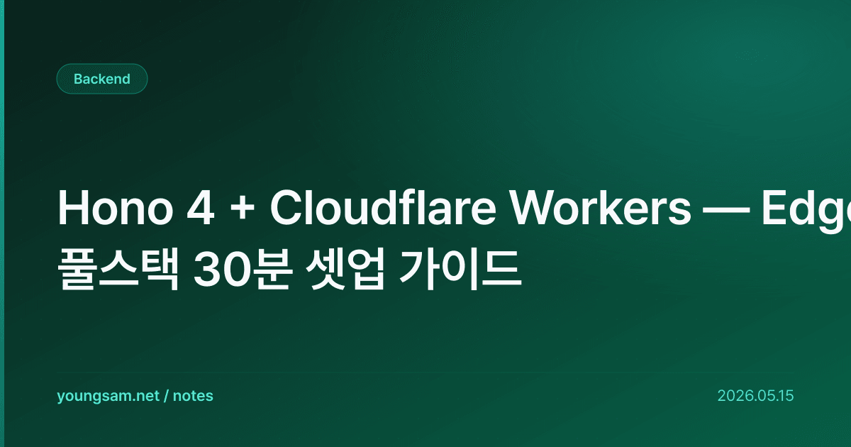 Hono 4 + Cloudflare Workers — Edge 풀스택 30분 셋업 가이드