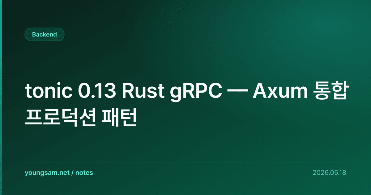tonic 0.13 Rust gRPC — Axum 통합 프로덕션 패턴