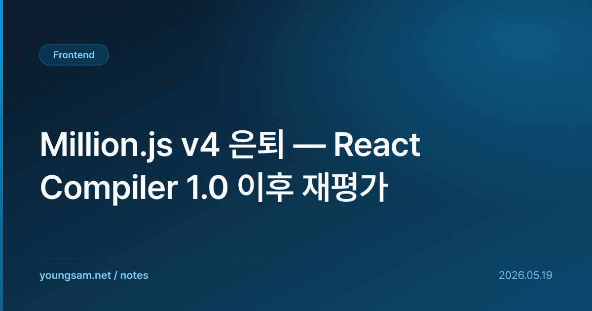 Million.js v4 은퇴 — React Compiler 1.0 이후 재평가