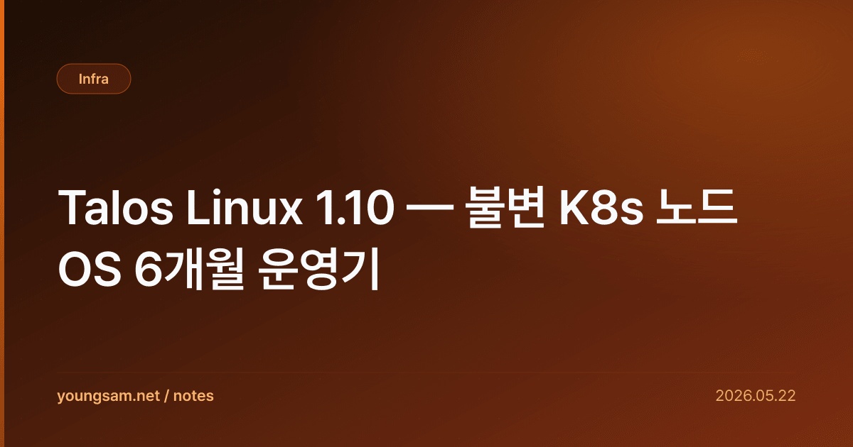 Talos Linux 1.10 — 불변 K8s 노드 OS 6개월 운영기