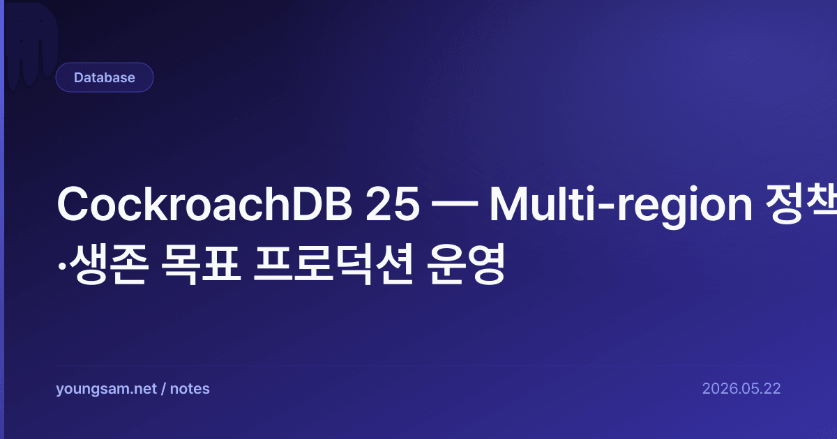 CockroachDB 25 — Multi-region 정책·생존 목표 프로덕션 운영