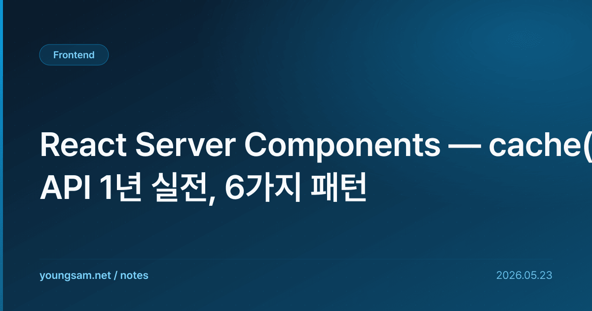React Server Components — cache() API 1년 실전, 6가지 패턴
