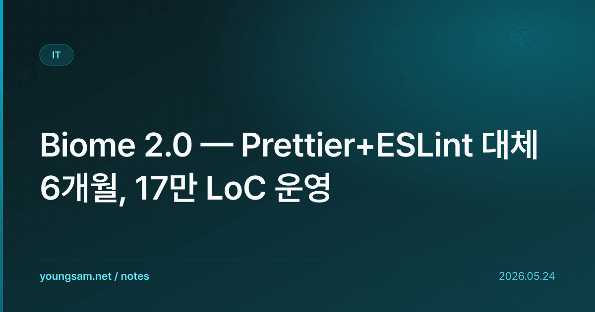 Biome 2.0 — Prettier+ESLint 대체 6개월, 17만 LoC 운영