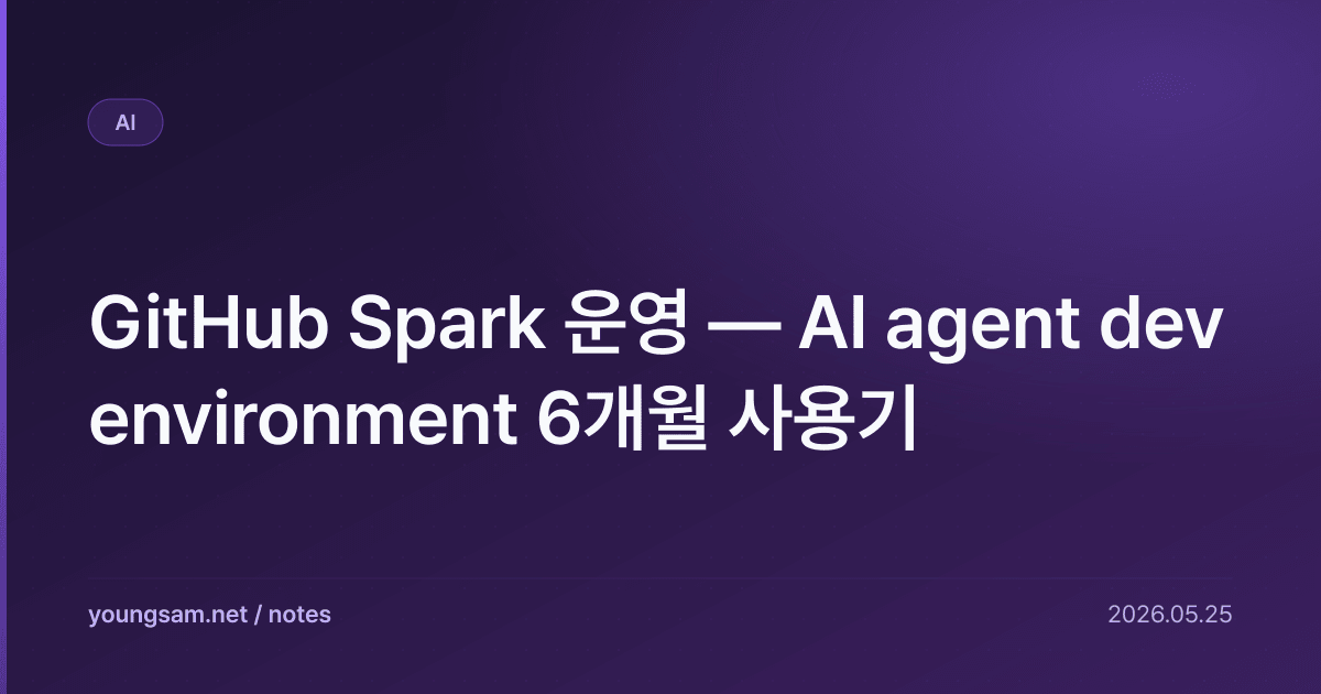 GitHub Spark 운영 — AI agent dev environment 6개월 사용기