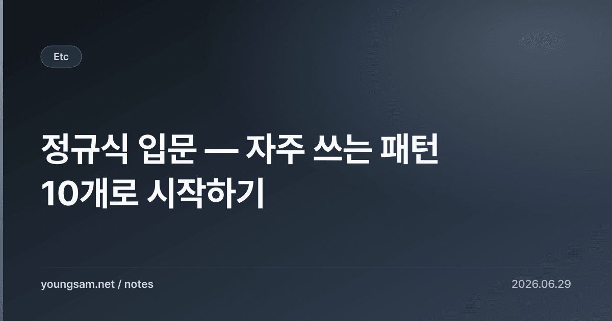 정규식 입문 — 자주 쓰는 패턴 10개로 시작하기