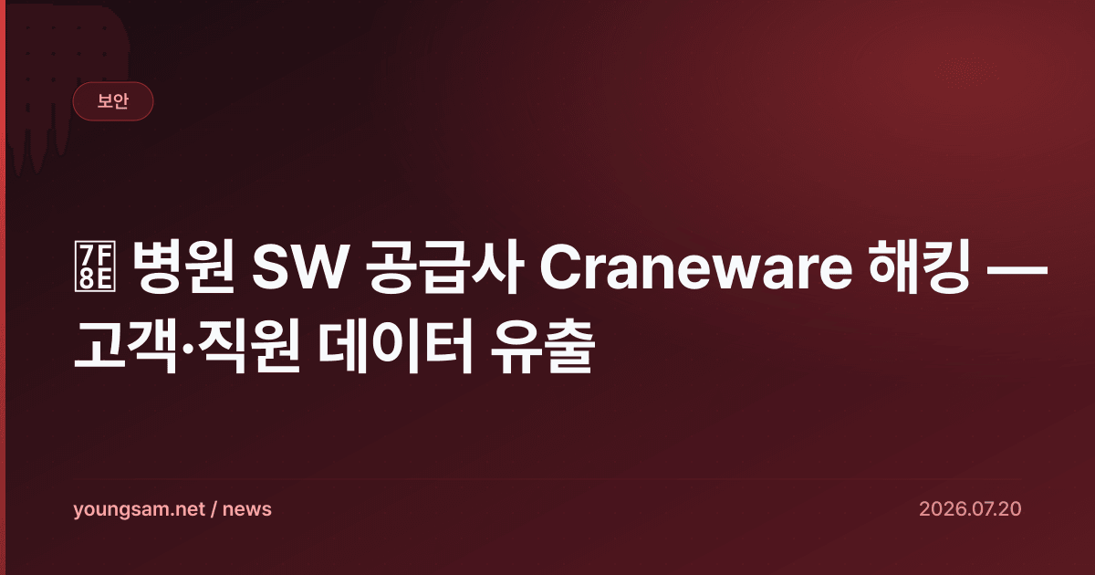 美 병원 SW 공급사 Craneware 해킹 — 고객·직원 데이터 유출