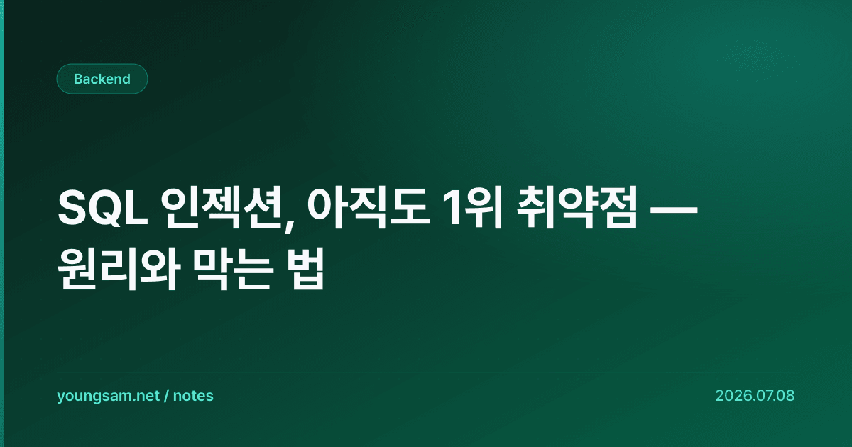 SQL 인젝션, 아직도 1위 취약점 — 원리와 막는 법