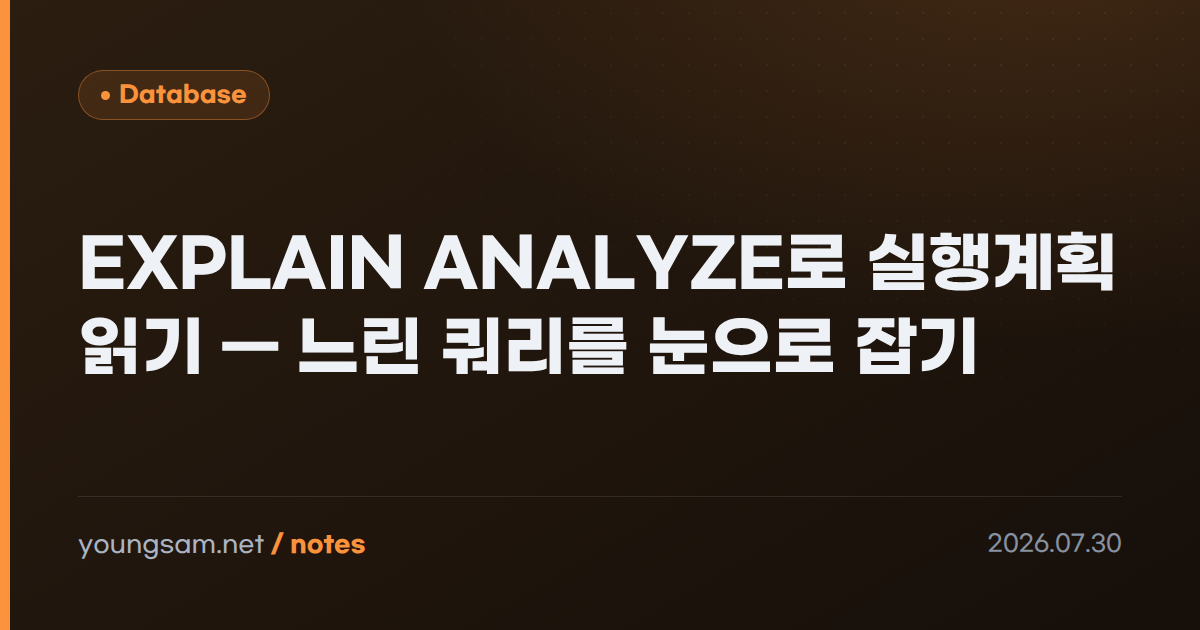 EXPLAIN ANALYZE로 실행계획 읽기 — 느린 쿼리를 눈으로 잡기