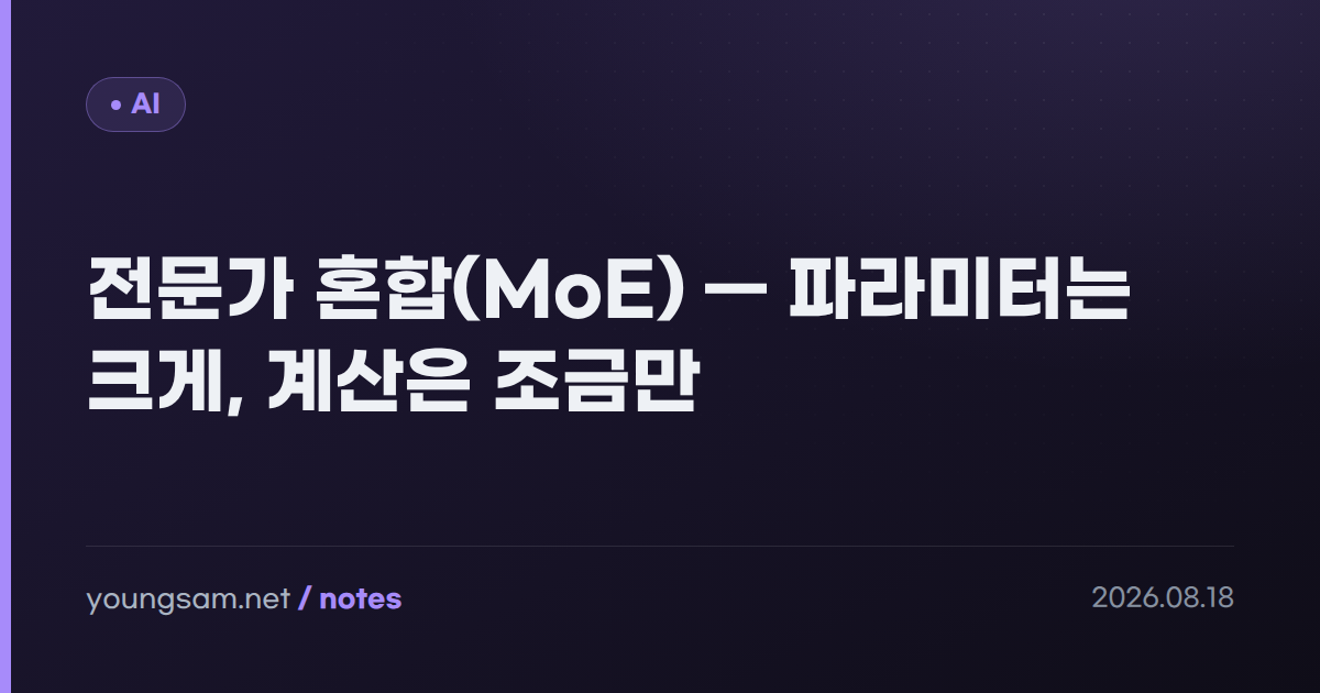 전문가 혼합(MoE) — 파라미터는 크게, 계산은 조금만