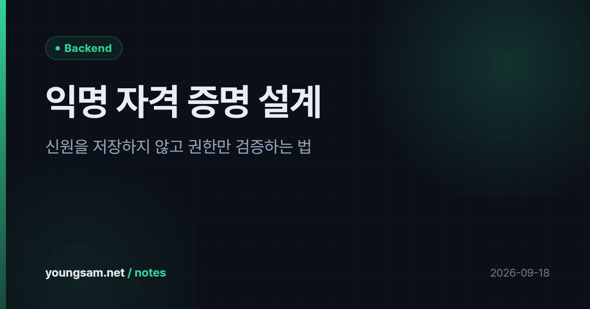 익명 자격 증명 설계 — 신원을 저장하지 않고 권한만 검증하는 법