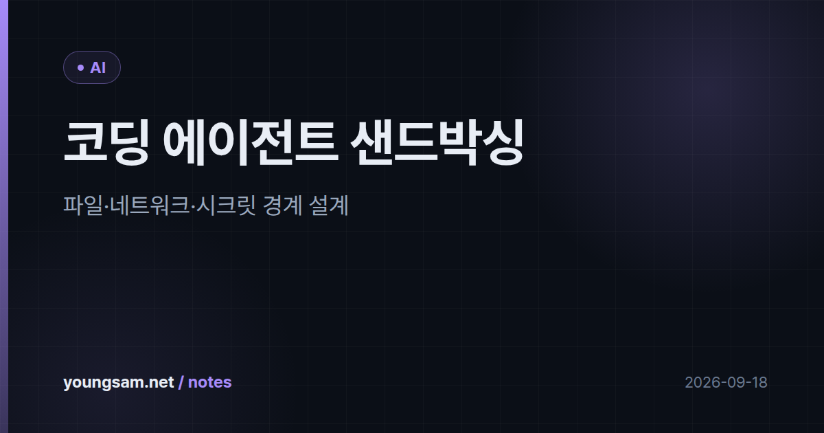 코딩 에이전트 샌드박싱 — 파일·네트워크·시크릿 경계 설계