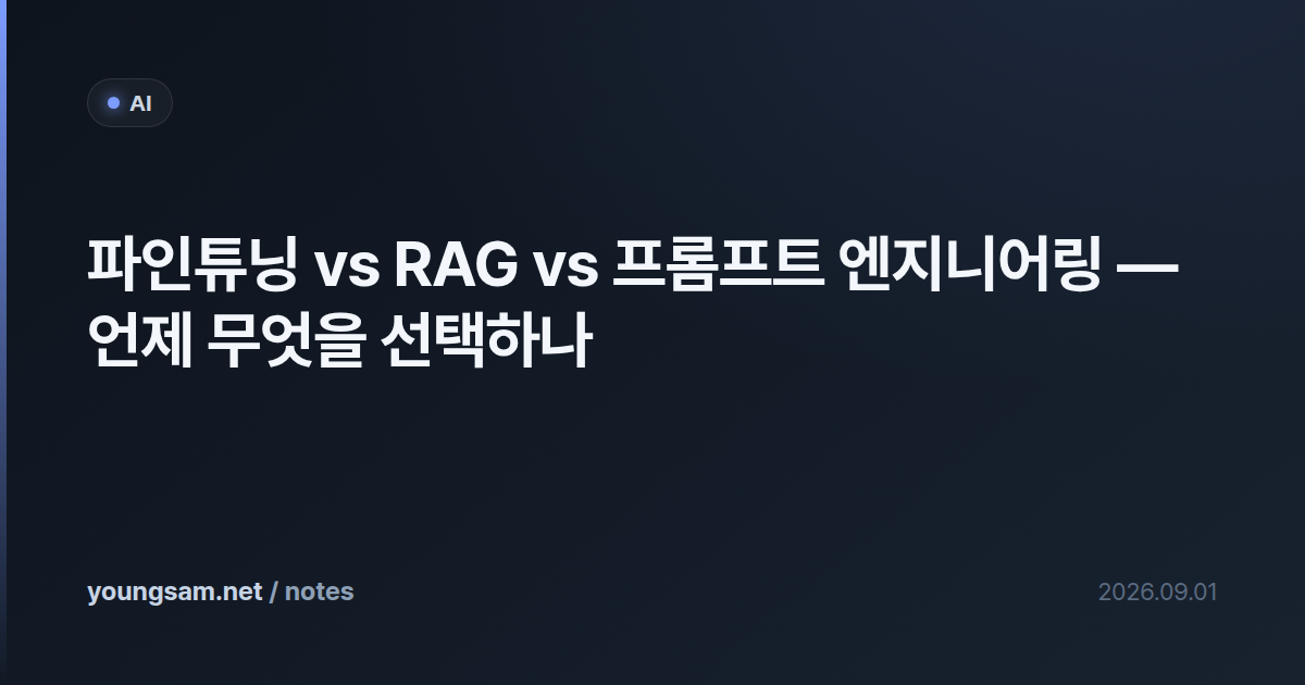 파인튜닝 vs RAG vs 프롬프트 엔지니어링 — 언제 무엇을 선택하나