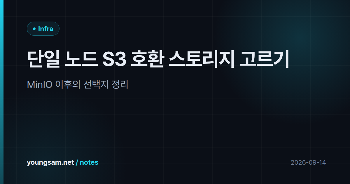 단일 노드 S3 호환 스토리지 고르기 — MinIO 이후의 선택지 정리