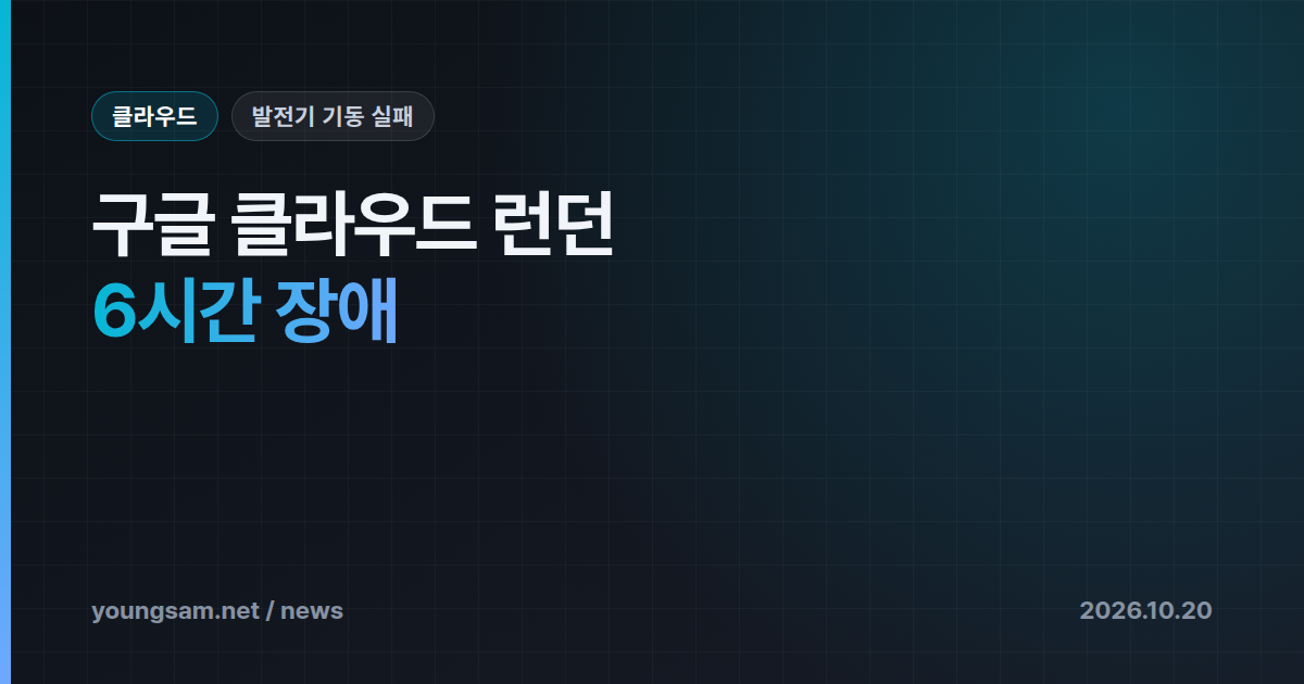 구글 클라우드 런던 리전 6시간 장애 — 발전기 자동 기동 실패로 레볼루트 결제 멈추고 영국 은행 줄줄이 흔들려