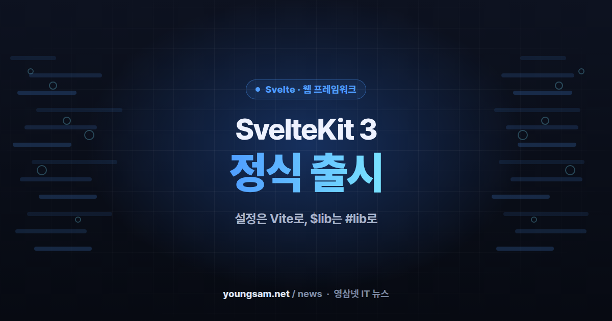 SvelteKit 3 정식 출시 — svelte.config.js 폐지, $lib는 #lib로, Node 22.17·Vite 8 필수